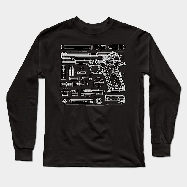 gun blueprint Long Sleeve T-Shirt by lkn